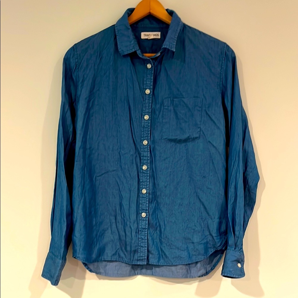 TRADLANDS 100% Tencel Button Down Long Sleeve Blue Denim Shirt Women’s Medium